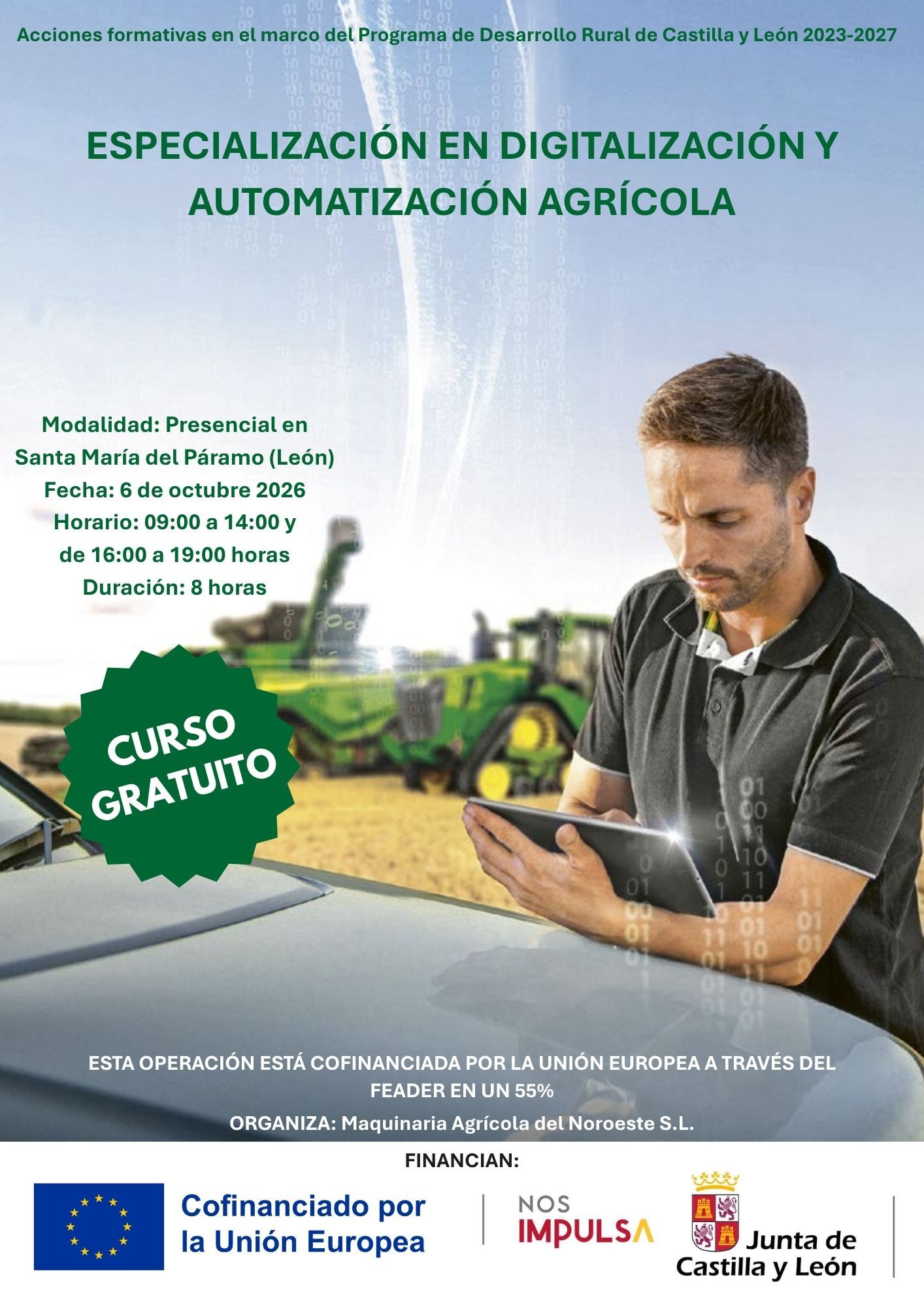 Cartel curso TAP Junta Castilla y León 6 octubre - Santa María del Páramo León