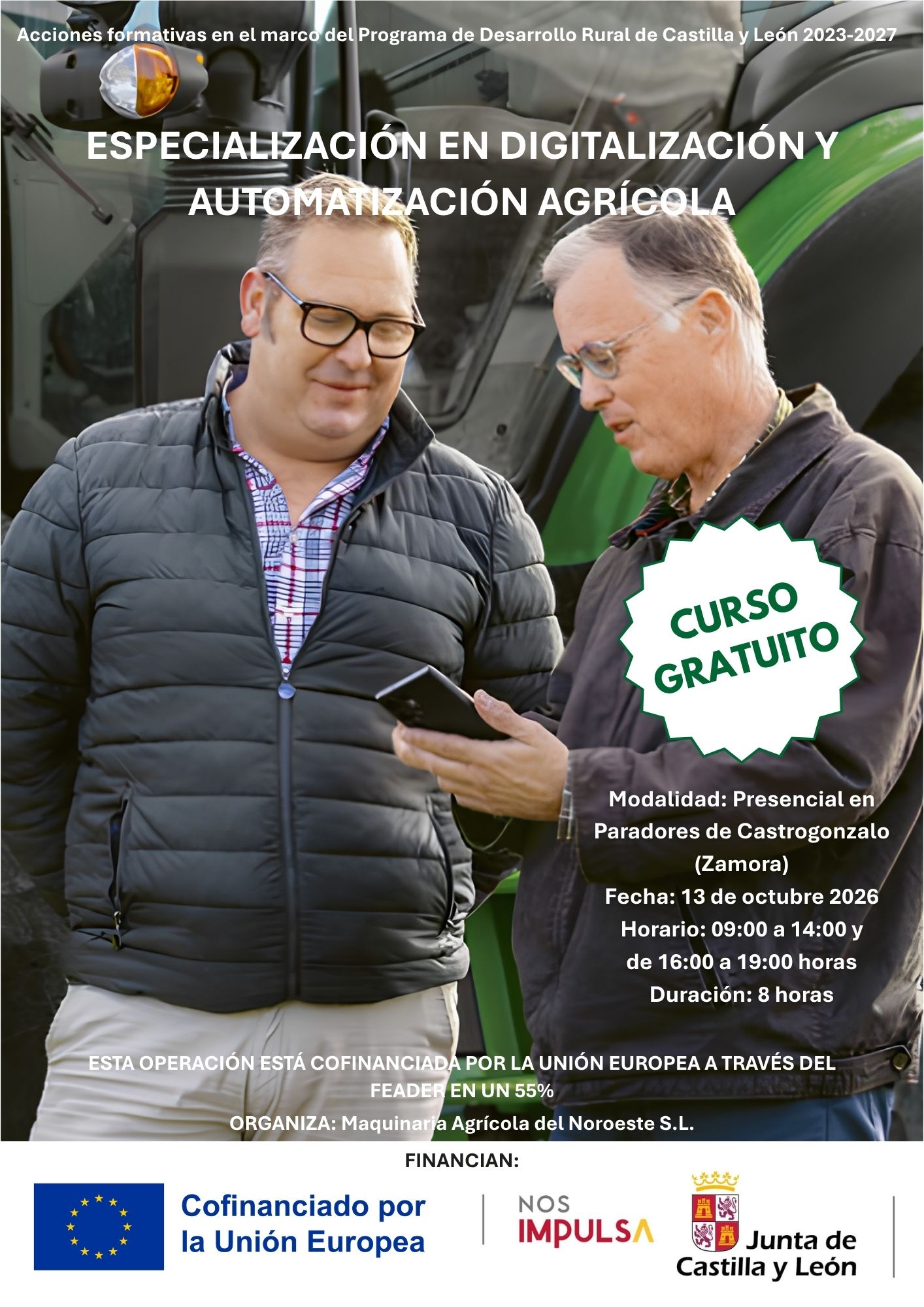 Cartel curso TAP Junta Castilla y León 13 octubre - Paradores de Castrogonzalo