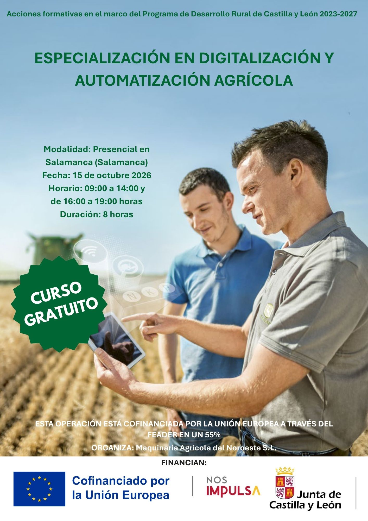 Cartel curso TAP Junta Castilla y León 13 octubre - Salamanca