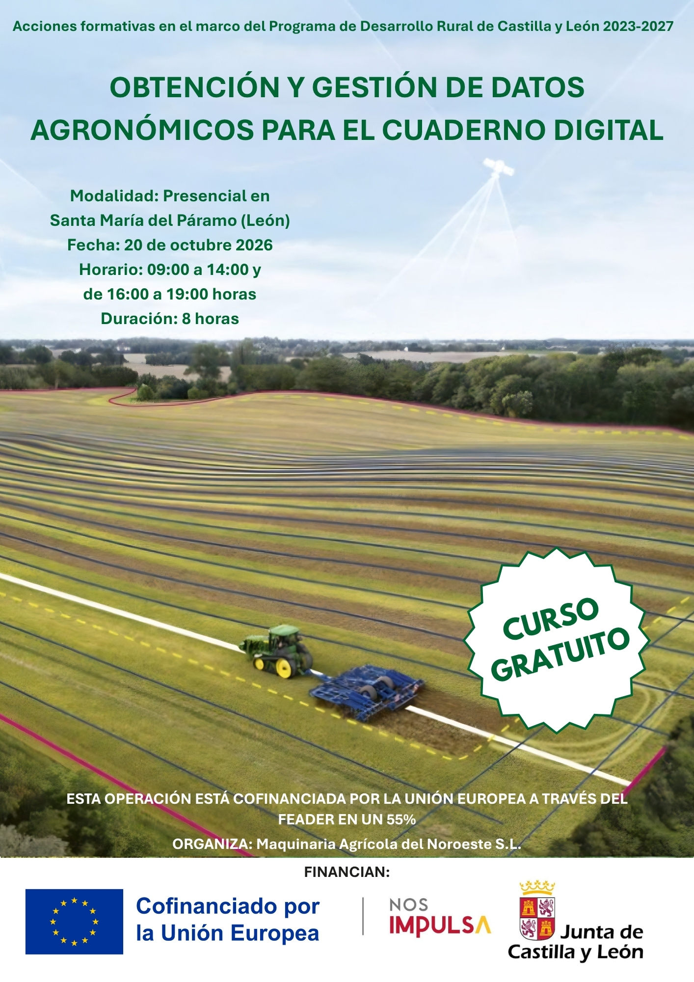 Cartel curso TAP Junta Castilla y León 20 octubre - Santa María del Páramo León